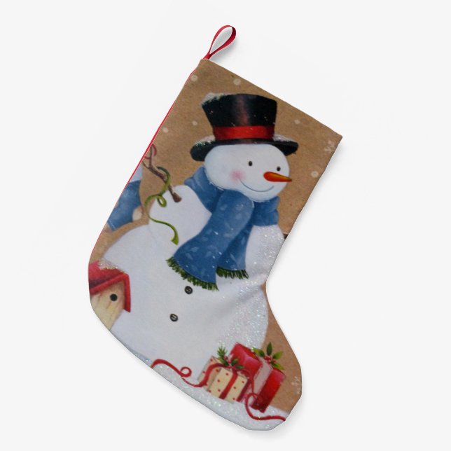Snowman Small Christmas Stocking (Front (Hanging))
