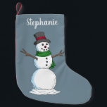 Snowman Small Christmas Stocking<br><div class="desc">A cheery-but-chilly looking snowman wears a red-ribboned top hat and green scarf in this wintry illustration by Richard H. Fay.</div>