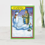 Snowman Sneeze Christmas Humour Greeting Card<br><div class="desc">Merry Christmas. God Bless!</div>