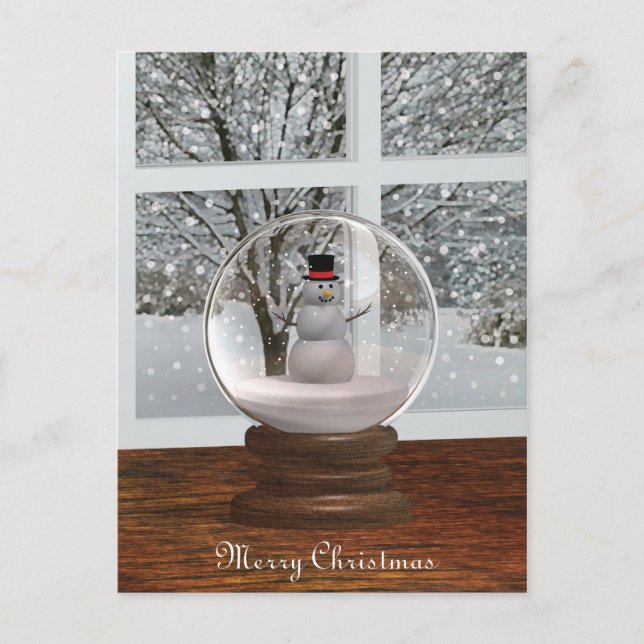 Snowman Snow Globe Postcard (Front)