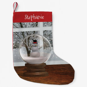 Snowman Snow Globe Small Christmas Stocking