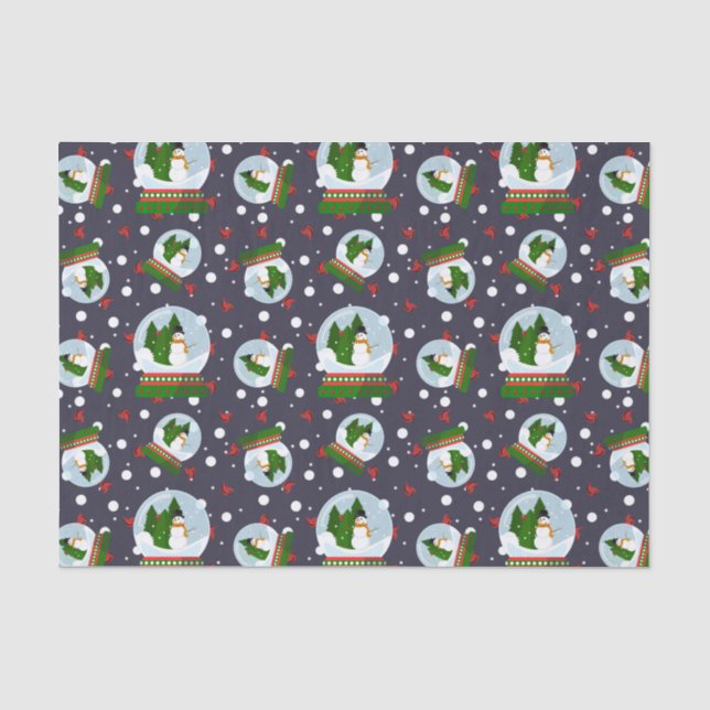 Snowman Snow Globes Tissue Paper (Front)