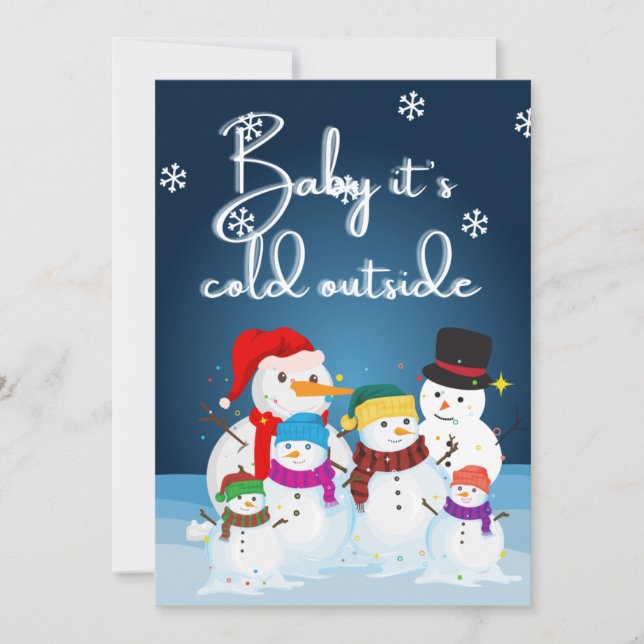 Snowman snow holiday christmas open house invitation (Front)