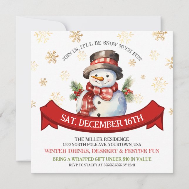 Snowman Snow Much Fun Christmas Invitation (Front)