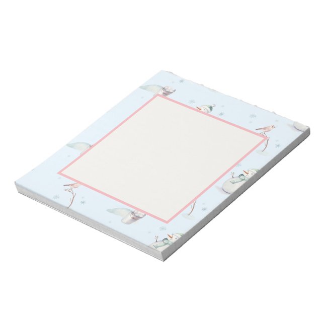 Snowman Snowball Design  Notepad (Rotated)