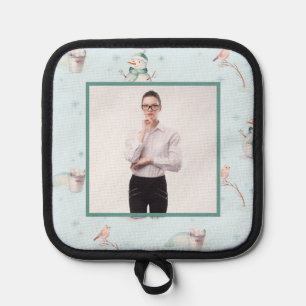 Snowman Snowball Framed Your Photo Pot Holder