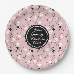 Snowman Snowflake Christmas Holiday Personalized  Paper Plate