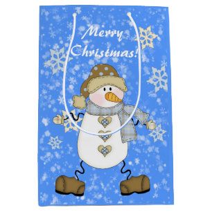 Snowman Snowflake Personalized Christmas Medium Gift Bag