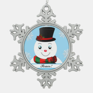 snowman snowflake pewter christmas ornament