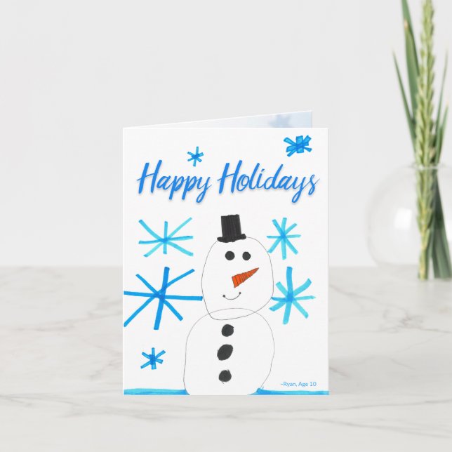 Snowman Snowflake Scène par Ryan Holiday Card (Devant)