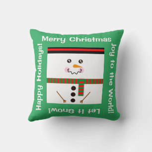 Snowman Snowflake Throw Pillow