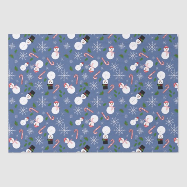 Snowman Snowflake Winter Holiday Tissue Paper (Front)