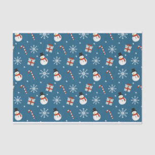 Snowman, snowflakes, candy canes tissue paper