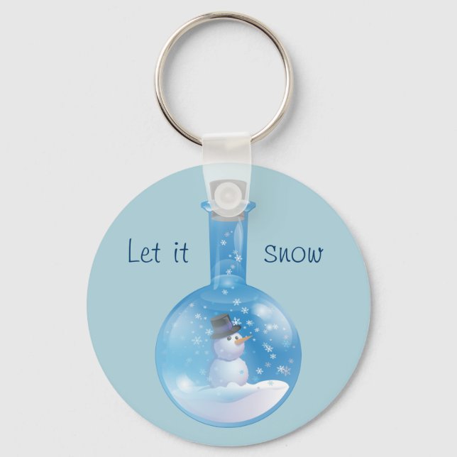 Snowman snowglobe flask keychain (Front)