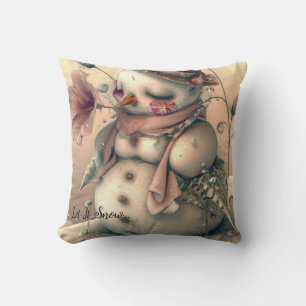 Snowman, Snowwoman, Throw Pillow