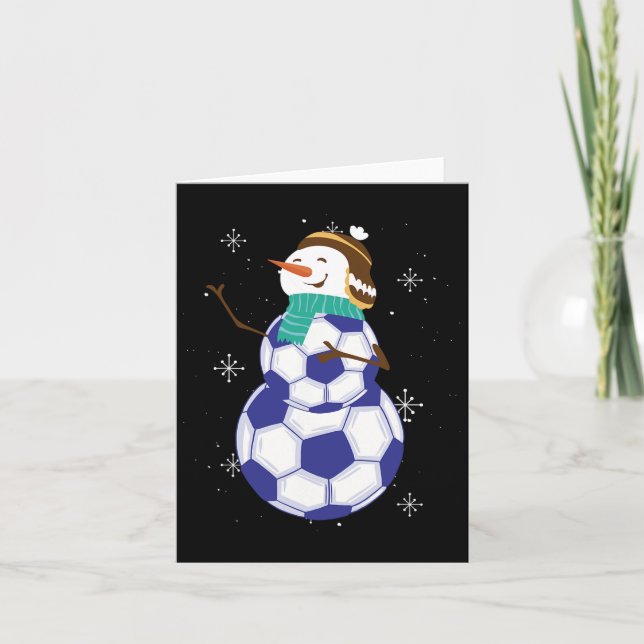 Snowman Soccer Ball Winter Magic  Card (Front)