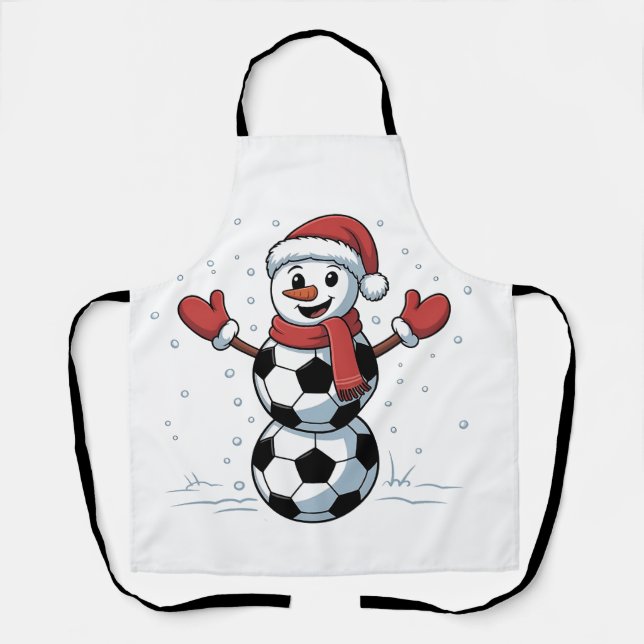 Snowman Soccer Christmas Santa Baseball Sport Apron (Front)