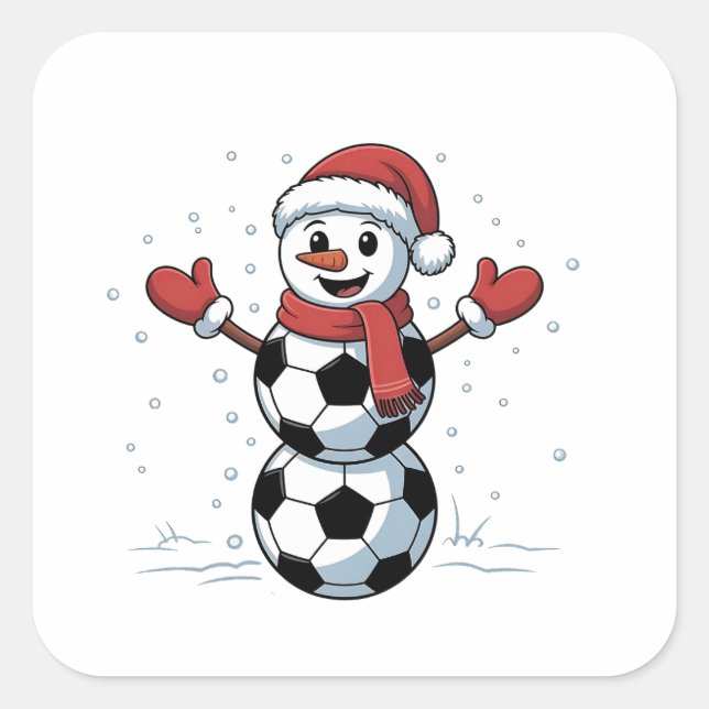 Snowman Soccer Christmas Santa Baseball Sport Square Sticker (Front)