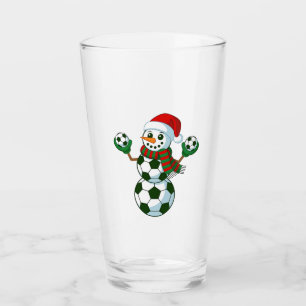 Snowman Soccer Christmas Sport Lovers  Glass