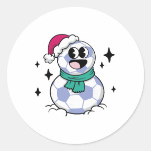Snowman Soccer Classic Round Sticker