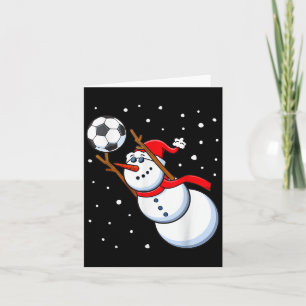 Snowman Soccer Goalie Santa Hat Men Boys Christmas Card