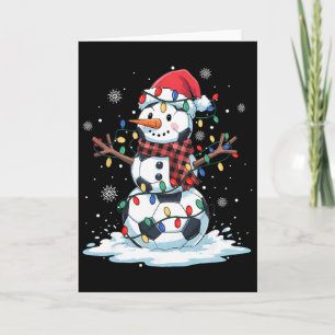 Snowman Soccer Player Santa Hat Christmas Funny Me Card