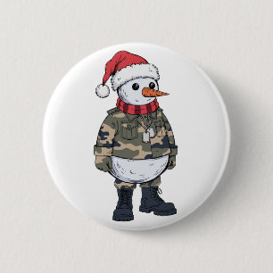 Snowman Soldier Christmas 2026 Holiday Military 2 Inch Round Button
