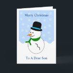 Snowman Son Christmas Card<br><div class="desc">Greeting card son Christmas card snowman design. Customise this Christmas card with any text then have it printed and sent to you or instantly download it. Should you require any help with customising then contact us through the link on this page. Son snowman design personalised Christmas card that you can...</div>