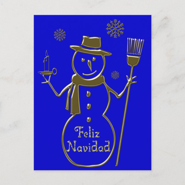 Snowman Spanish Merry Christmas Card Feliz Navidad (Front)