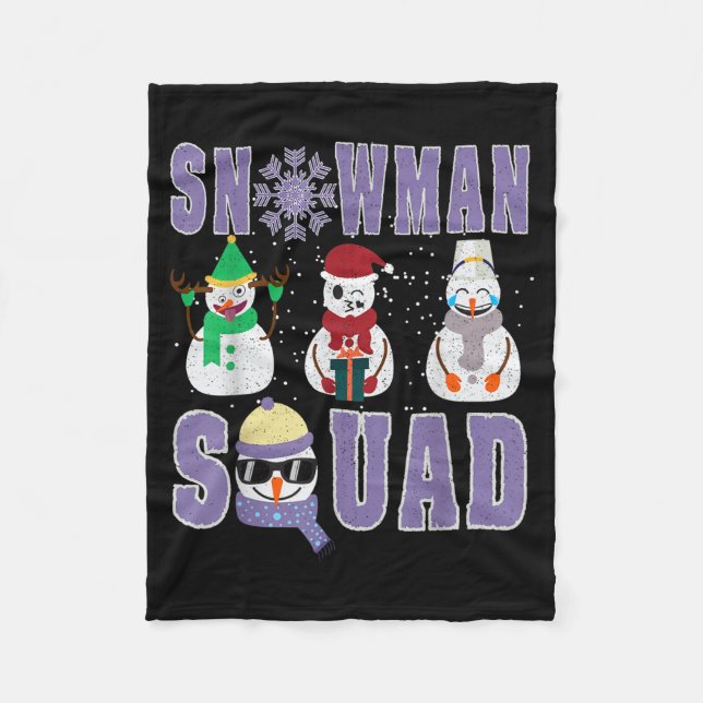 Snowman Squad Funny Family Matching, Teacher And S Fleece Blanket (Front)