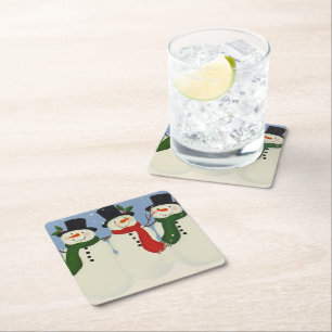 Snowman Square Paper Coaster