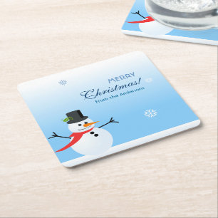 Snowman Square Paper Coaster