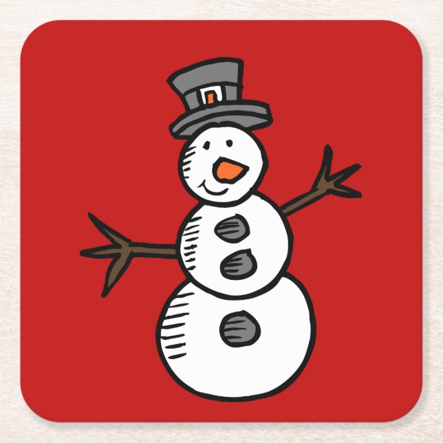 Snowman Square Paper Coaster (Front)