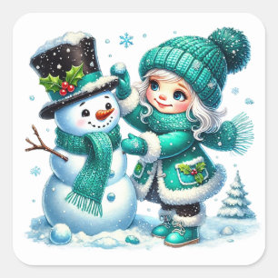 Snowman Square Sticker