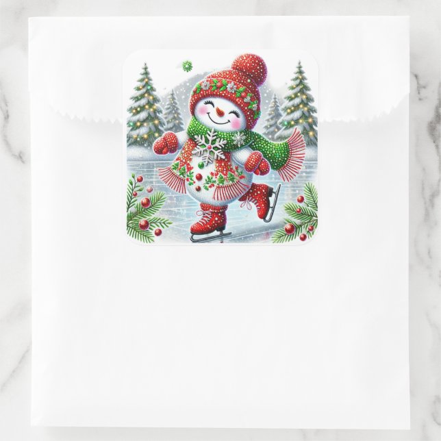 Snowman Square Sticker (Bag)