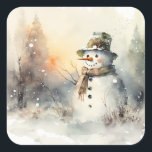 Snowman Square Sticker<br><div class="desc">This is an AI image I created using Midjourney.</div>