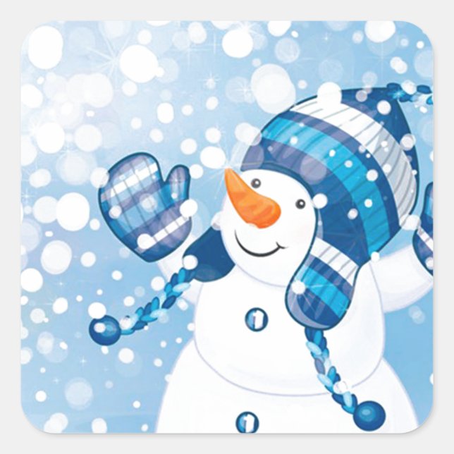 Snowman Square Sticker (Front)