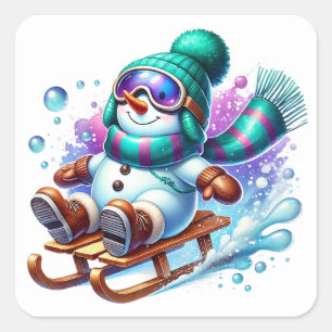 Snowman Square Sticker
