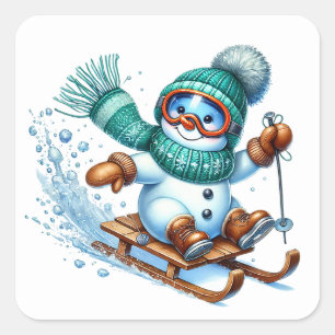 Snowman Square Sticker