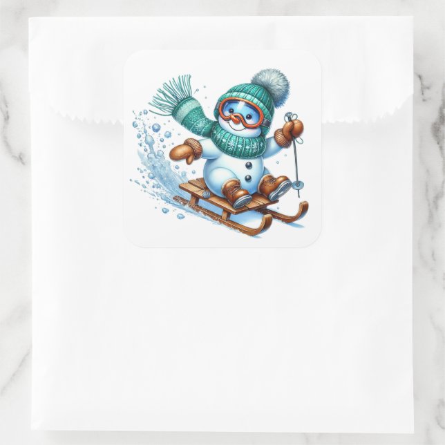 Snowman Square Sticker (Bag)