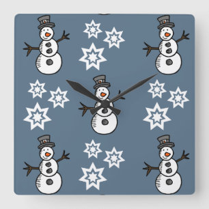 Snowman Square Wall Clock