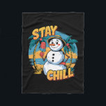 Snowman Stay Chill Retro Sunny Beach Funny Merry C Fleece Blanket<br><div class="desc">Snowman Stay Chill Retro Sunny Beach Funny Merry Christmas</div>