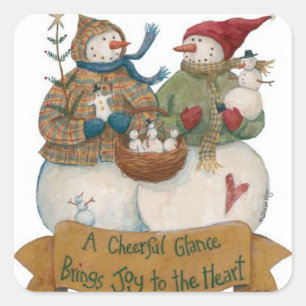 Snowman Sticker Cheerful Glance Joy to the Heart