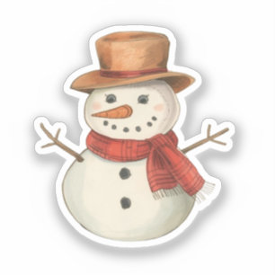 Snowman Sticker   Cozy Winter Character Doodle