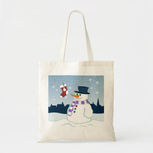Snowman & Stocking Christmas Tote Bag