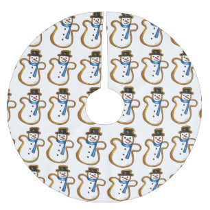 Snowman Sugar Cookie Christmas Holiday Winter Brushed Polyester Tree Skirt