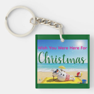 Snowman Sunbathing Keychain