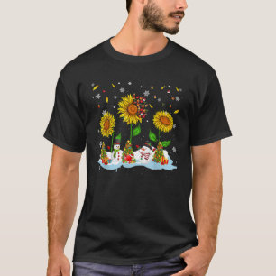 Snowman Sunflower Xmas Tree Snowman Sunflower Spre T-Shirt