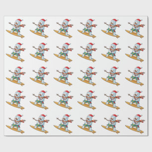 Snowman Surfer Christmas 2026 Funny Holiday Sports Wrapping Paper