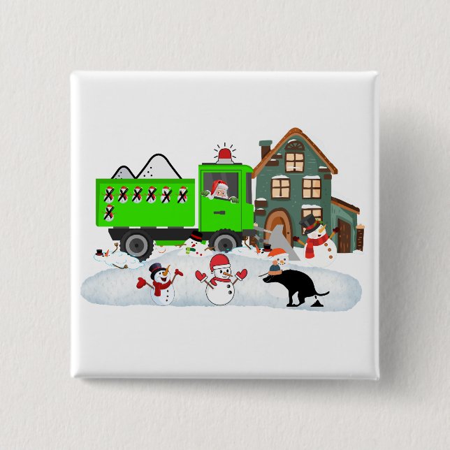 Snowman Survival The Poop Patrol 2 Inch Square Button (Front)